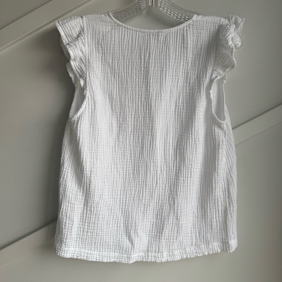 Reitmans White Ruffle Sleeve V-Neck Gauze Cotton Top size S - Picture 6 of 10